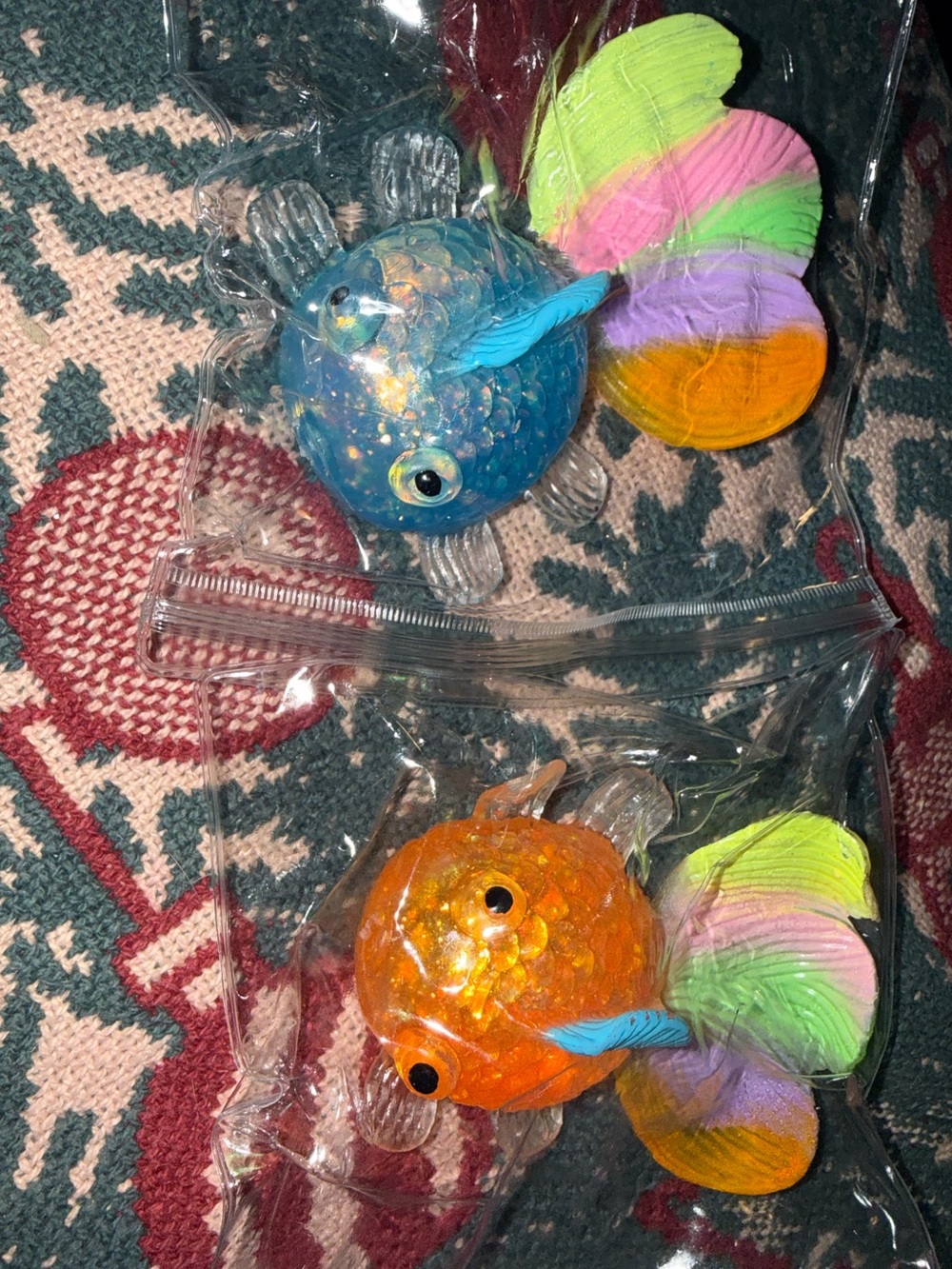 Colorful Blue Orange Squishy Fish Bundle of 2 NEW